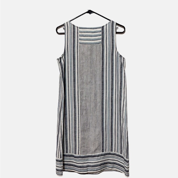 J.Jill Stripe White Grey Sleeveless Dress - Picture 2 of 8